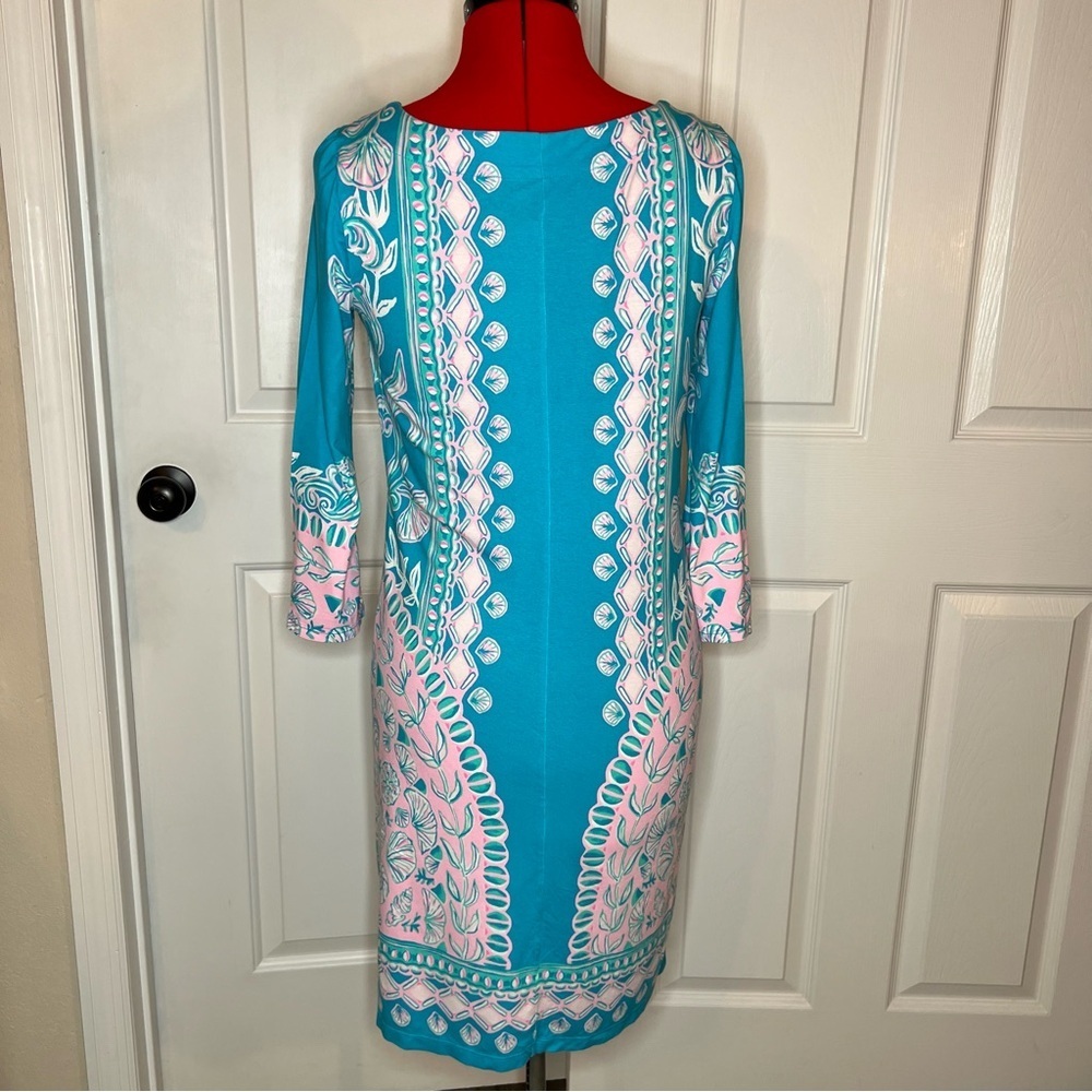 Lilly Pulitzer Tana Shift Dress Water Ya Waiting For Turquoise Teal Pink Women S - Picture 3 of 6